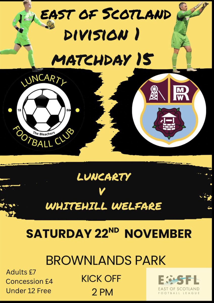 Game on

Today we welcome <a href="/WhitehilWelfare/">Whitehill Welfare Football Club</a> to Brownlands Park in <a href="/EastScotlandFA/">East of Scotland Football League</a> First Division. Kick off 2pm. Admission details below. Social club also open. Match ball once again sponsored by The Mentiply Family <a href="/mintysjfc/">ẠŁẠ₦ MẸ₦ŦłPŁ¥ #lovewillterraceapart</a>