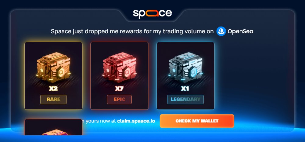 Stephan61980608's tweet photo. Double farming effect.
While trading on @opensea, I also earned 12 @spaace_io Chests.
Just claimed mine.
https://t.co/lk0iR5xFmb

Read more here :
https://t.co/o0DqnLgCZu https://t.co/YK3VSgPSIn