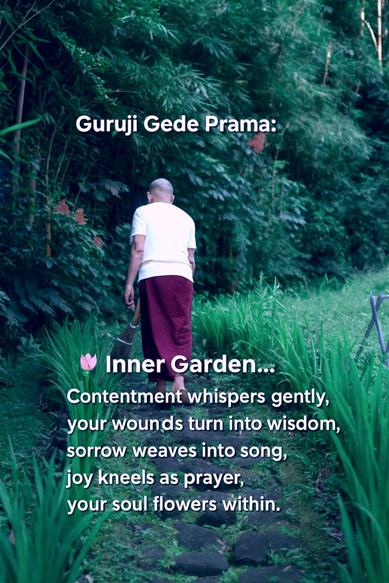 gede_prama's tweet image. 🌷 From Healing to Blossoming...

In pain or pleasure,
thankfulness remains,
a steady river of light.
Both are sacred notes—
different leaves,
on the same tree of harmony.

Shambala meditation center: bellofpeace.org 
#worldpeace #bali #love #peace #meditation #healing