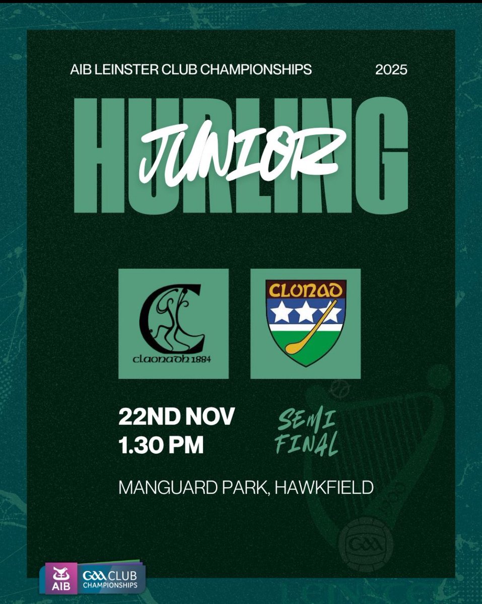 <a href="/AIB_GAA/">AIB_GAA</a> Leinster Junior Hurling Semi Final - <a href="/ClaneGAA/">Clane GAA</a> V <a href="/ClonadGAA/">Clonad GAA Club</a> 🔥

A Leinster Junior Hurling Final awaits the winners of today’s exciting clash. Live on <a href="/clubber/">Clubber</a> from 1.20pm today.