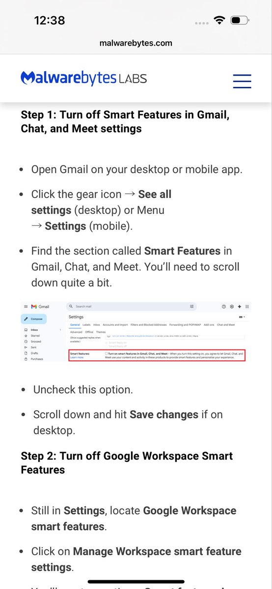 معلومة: الذكاء الاصطناعي في Gmail بشكل افتراضي يقرأ كل ما تكتبه في إيميلاتك و حتى المرفقات. 
الحل لو ما تبغاه يتطفل على رسائلك: ادخل إيميلك -> اضغط ايقونة الترسgear icon  ⚙️ -> see all setting (جهاز الكمبيوتر ) or menu setting (جوال) و ابحث عن شيء اسمه Smart Feature و عطلها.
