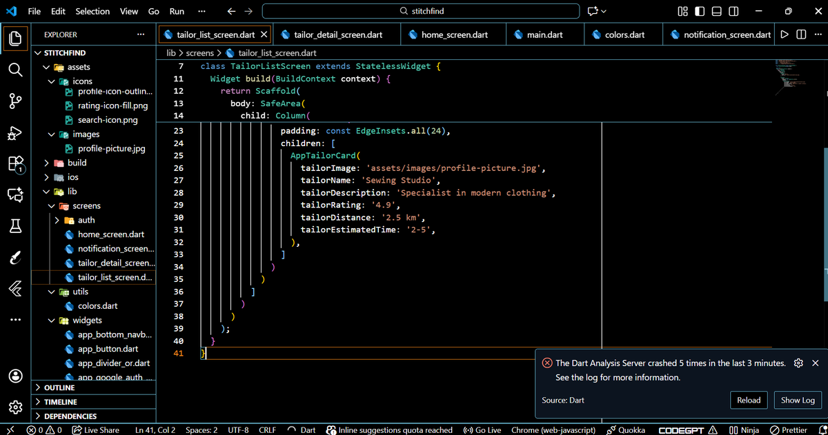 immiauw's tweet image. guys, ada yg pernah nge crash gini ga? cara ngatasinnya gimana ya? soalnya aku udah coba reload, uninstall exstension flutter, tetep gabisa, ini udah dari beberapa bulan yg lalu gini terus. 
#flutterdev #dartprogramming #vscode #visual_studio_code