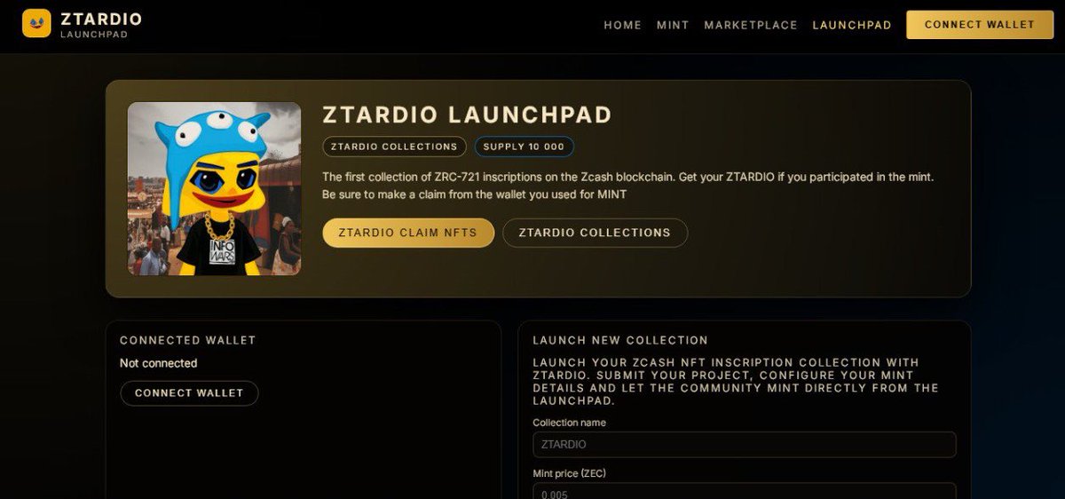 PunCatsApe's tweet image. GM ZTARDIO 👩🏻‍🦳 on #ZEC #Zcash 

There is very little time, mint ZTARDIO here while there is time 👉 ztardio.xyz/mint 🫶

🚨Launchpad is almost ready where you will get your ZTARDIO, also everyone will be able to create their ZEC collection soon

✍️{ztardio.xyz/launchpad}