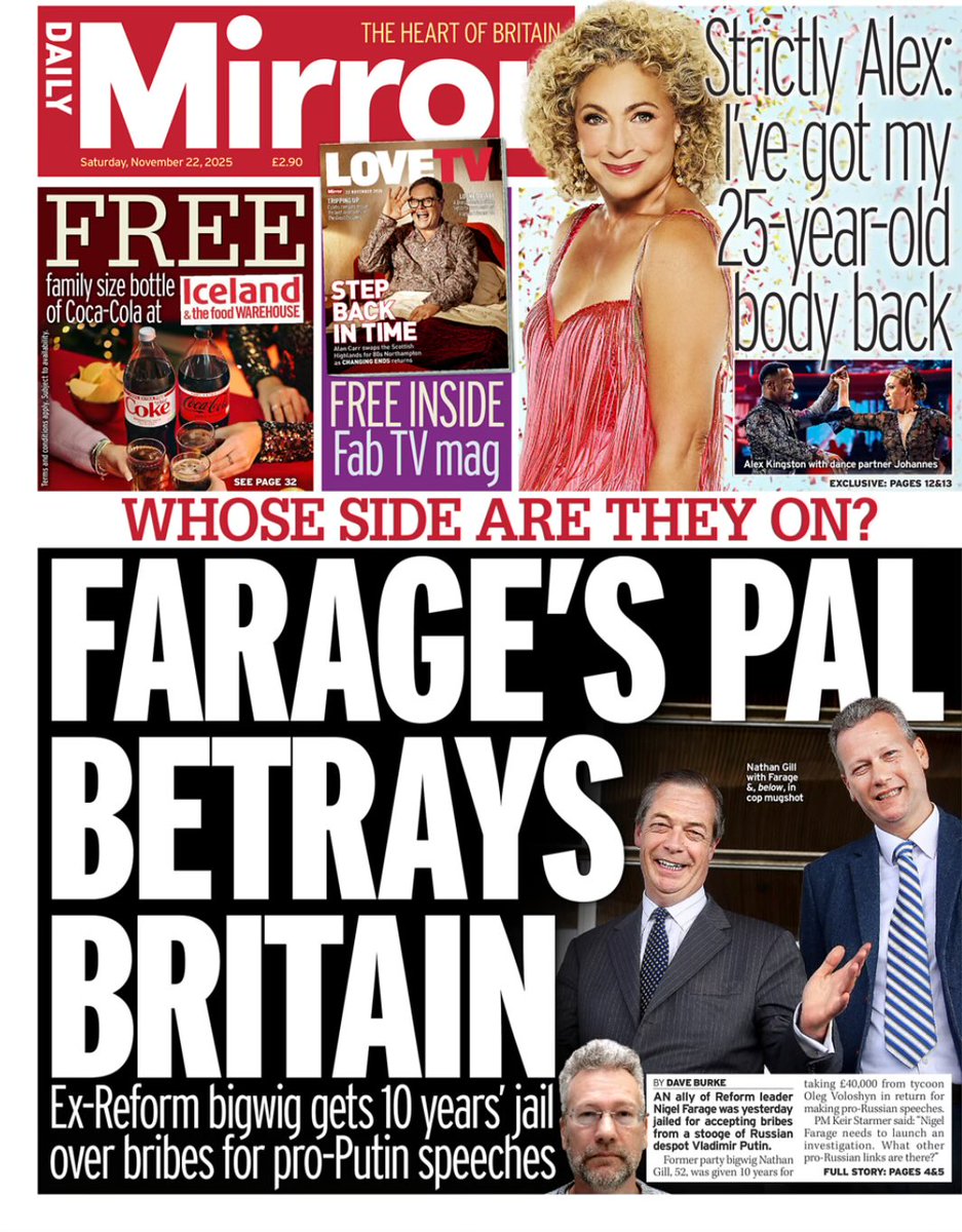 Only the Mirror bothering to cover top Farage collaborator being jailed for taking Russian bribes at the same time as Farage earned £500,000 in appearance fees for saying the same things on Russia Today while Russian spies poisoned Brits in Salisbury.