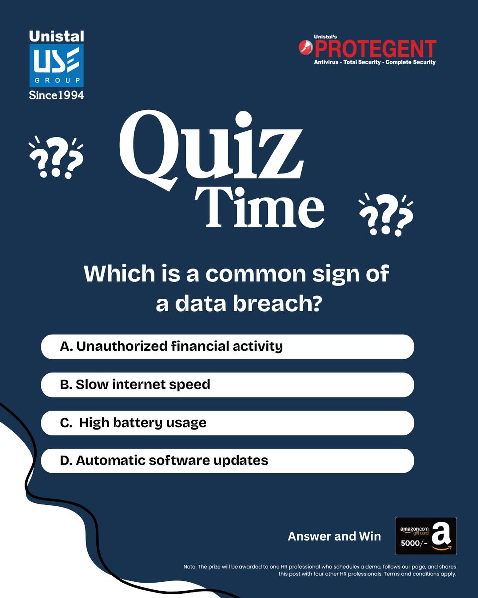 UnistalGlobal's tweet image. Think your data is safe?
Spot the red flag before it’s too late; which of these signals a possible data breach?
Comment your answer and test your cyber-awareness!

#CyberSecurity #DataProtection #CyberAwareness #CyberThreats #DataBreachPrevention #DigitalSafety #InfoSecurity