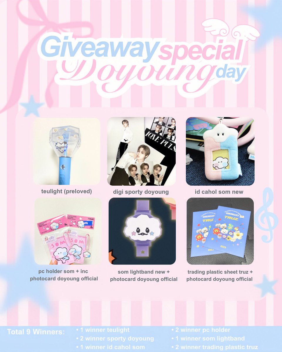 kdokyu's tweet image. ⋆✴︎ Giveaway Special Doyoung Birthday 🐰  ༘⋆

Rules:
⋆ Dobbies/Teume ina only
⋆ RT &amp;amp; Like this tweet
⋆ Wish for doyoung + foto doyoung yang paling iconic + ht birthday doyoung (ht menyusul)
⋆ Khusus teulight prio yang belum punya
+ mention @aegitokkidobby 

end tba! ♥︎