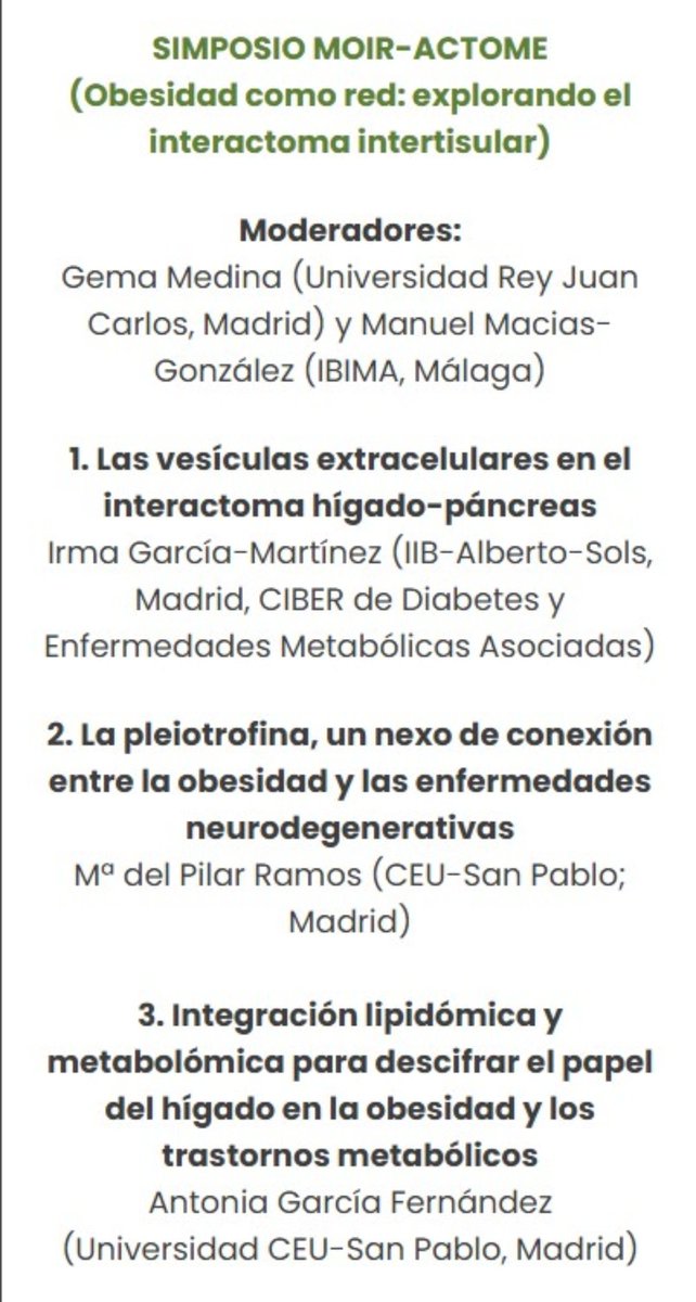 gestobes's tweet photo. En el Congreso #SEEDO2025, nuestra IP @mpramosalvarez presenta su ponencia en el Simposio @moiractome: La pleiotrofina, un nexo de conexión entre la obesidad y las enfermedades neurodegenerativas. 
Una sesión con excelentes investigaciones.

@USPCEU @USPCEUprensa
@SociedadSeedo https://t.co/beilnn2S01