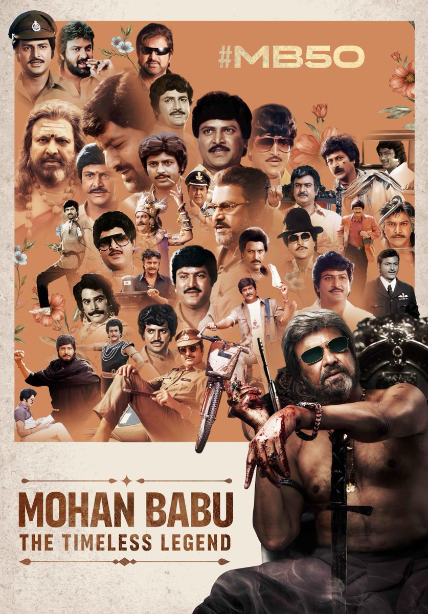 iVishnuManchu's tweet image. In 94 years of Telugu cinema, my father has carried 50 of them on his shoulders. Grateful, humbled, and forever proud to witness his extraordinary journey. Congratulations on 50 legendary years, Nana. 🤍 #MB50