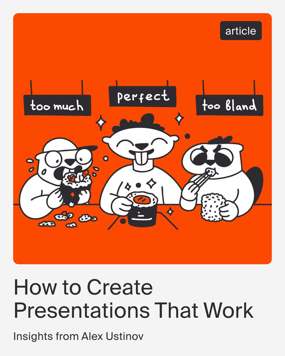 BeaversBrothers's tweet photo. A new article is out! 
Most presentations fail because people try to use the same deck for everything.
Alex explains:
- Live pitch vs email deck
- Principles behind a powerful presentation
- Best tools to use

If you pitch or present, you need this.
Read the full article👇 https://t.co/iLLTrzpvM5