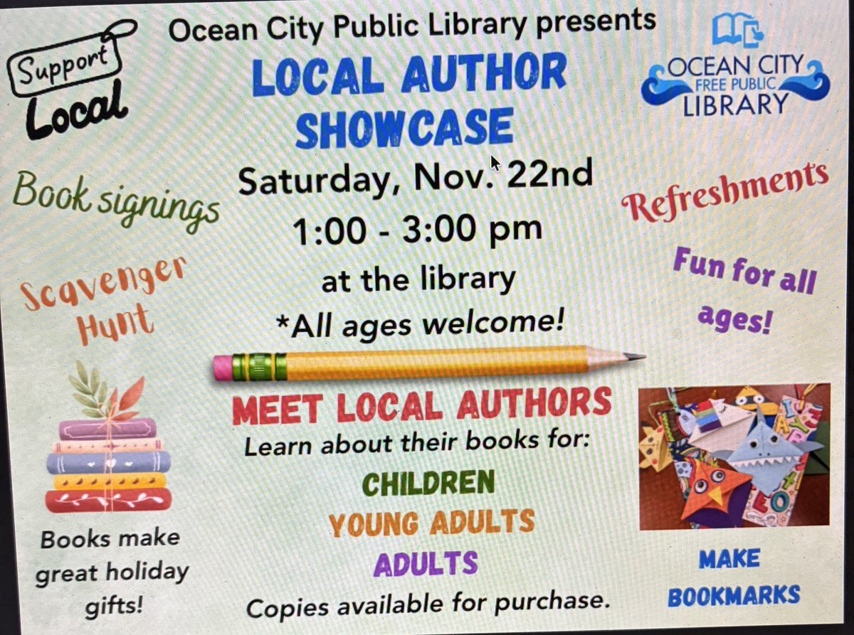 jjmonmouth's tweet image. Happening today. Looking for something to do today. #books #supportlibraries #authorevents