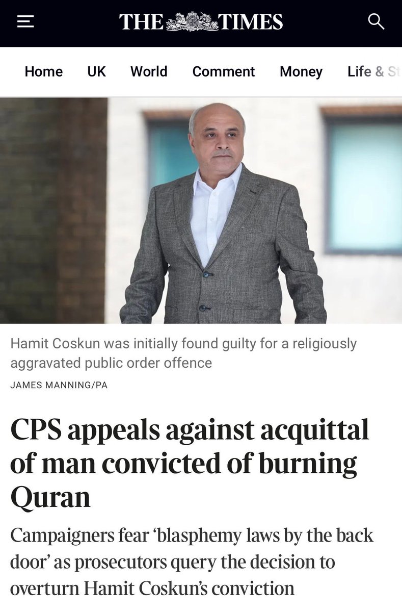 SpeechUnion's tweet image. When Hamit Coskun’s conviction was overturned last month, it was a victory for free speech.

Now the CPS is trying to overturn the judgement of Mr Justice Bennathan in the Crown Court.

If they succeed, it will send a clear message to non-believers: if you refuse to observe…