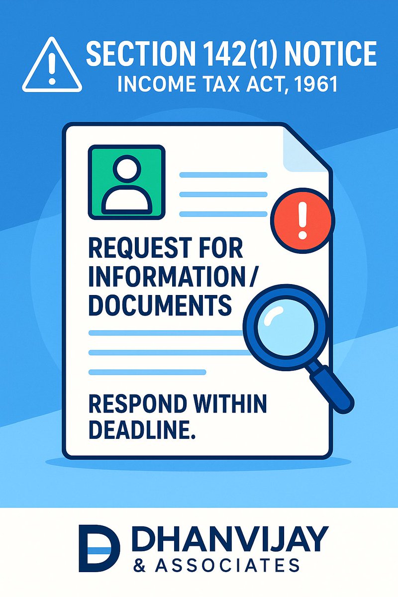 dhanvijaygroup's tweet image. Received a 142(1) Income Tax Notice?
It’s a request for info, documents, or clarification before assessment.
Respond on time and avoid penalties.
Stay compliant✔️

#TestCricket #AnanyaPanday #GlobalMusic #AUSvENG #iQOO15 #Australia #Ashes2025 #KartikAaryan #Dhanvijay #ITRNotice