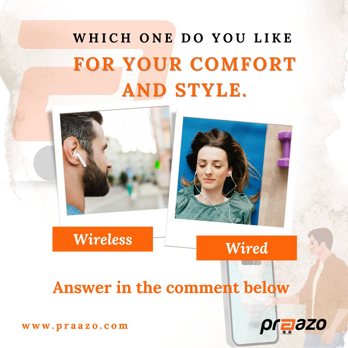 Praazocom's tweet image. Which one is your go-to audio style? 🎧
Cast your vote &amp;amp; unlock VOTE10 = 10% OFF! 🎉
💬 Poll: Wireless Earphones vs Wired Earphones
Vote now and grab the deal!

#Praazo #SpendLessLiveRicher #EarphonesBD #WirelessVsWired #TechDealsBD #OnlineShoppingBD #GadgetLoversBD