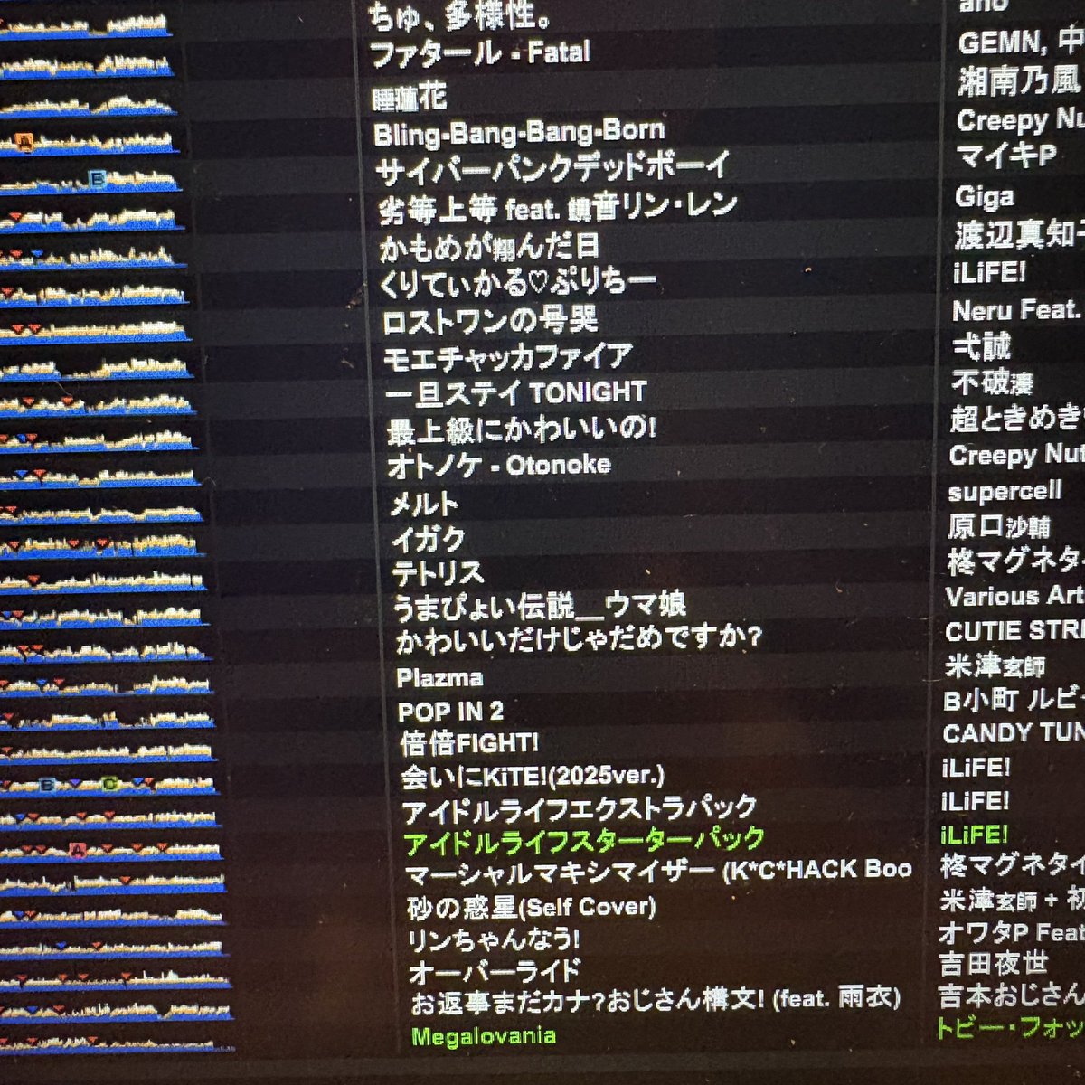 #いかまつり 今日流す予定だった曲の一部です😿色々やりたい繋ぎあったので悔しい‼️‼️🙀 お疲れ様でした‼️‼️‼️‼️