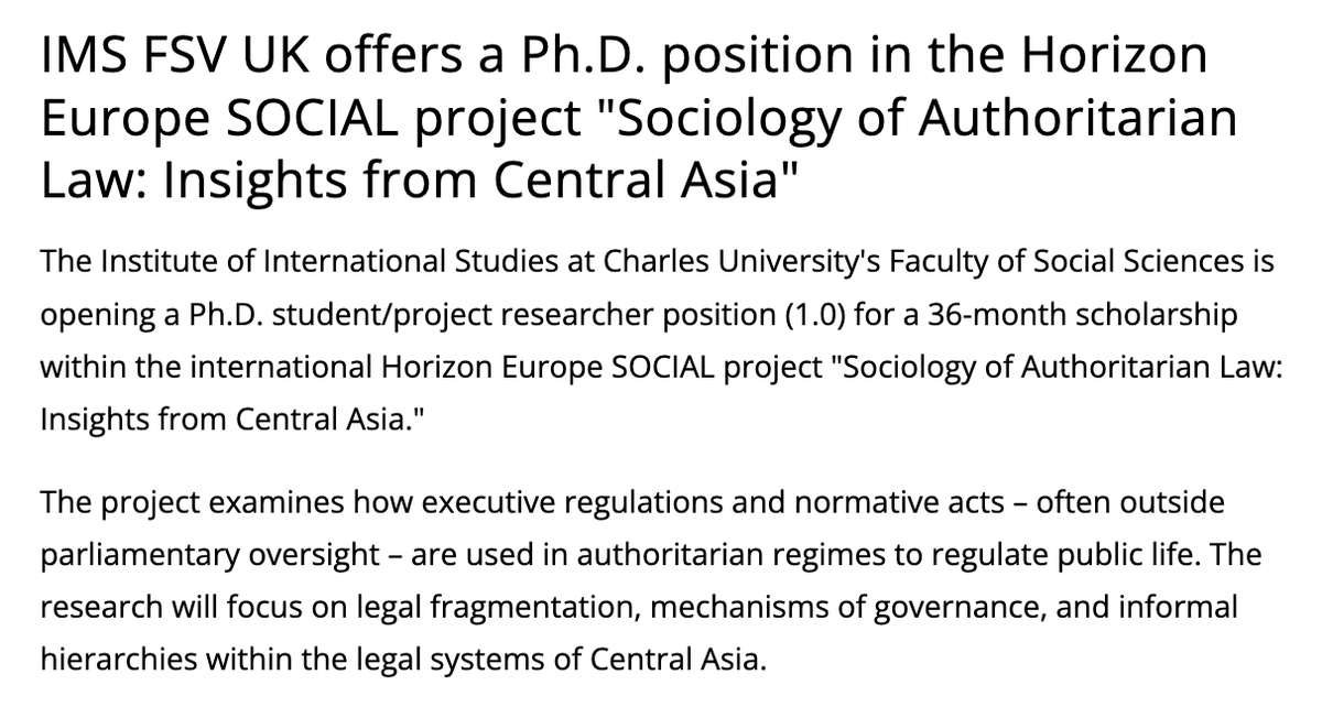 Jordanova_An's tweet image. Look #CentralAsia, we are opening a #PhD position at @imsfsvuk!  
Application: January 31, 2026
Start: September 1, 2026
Info and conditions: euraxess.ec.europa.eu/jobs/386400