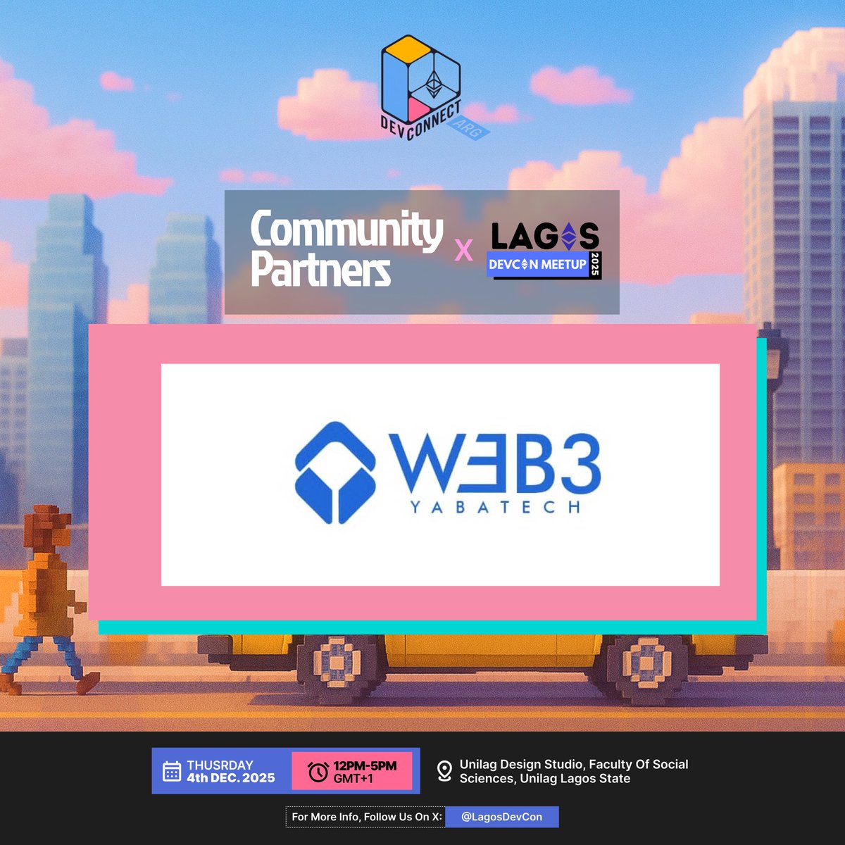 LagosDevcon's tweet image. We&apos;re proud to partner with @Web3yabatech, a dynamic blockchain community focused on spreading awareness, onboarding students, and guiding the next generation into web3. 

LagosDevcon Meetup 2025 is going to be an unforgettable experience you don&apos;t want to miss. 

If you haven&apos;t…