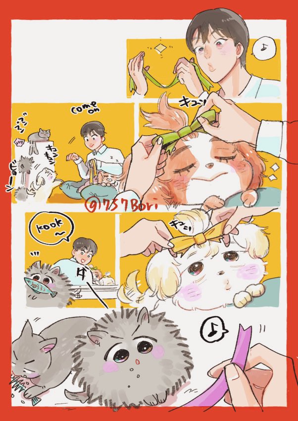 757Bori's tweet image. 動物シリーズ3
犬🎀リボン‥

犬ドリル‥

#btsfanart  #btsパロディ
#jin #jimin #btsv #suga
 #jungkook