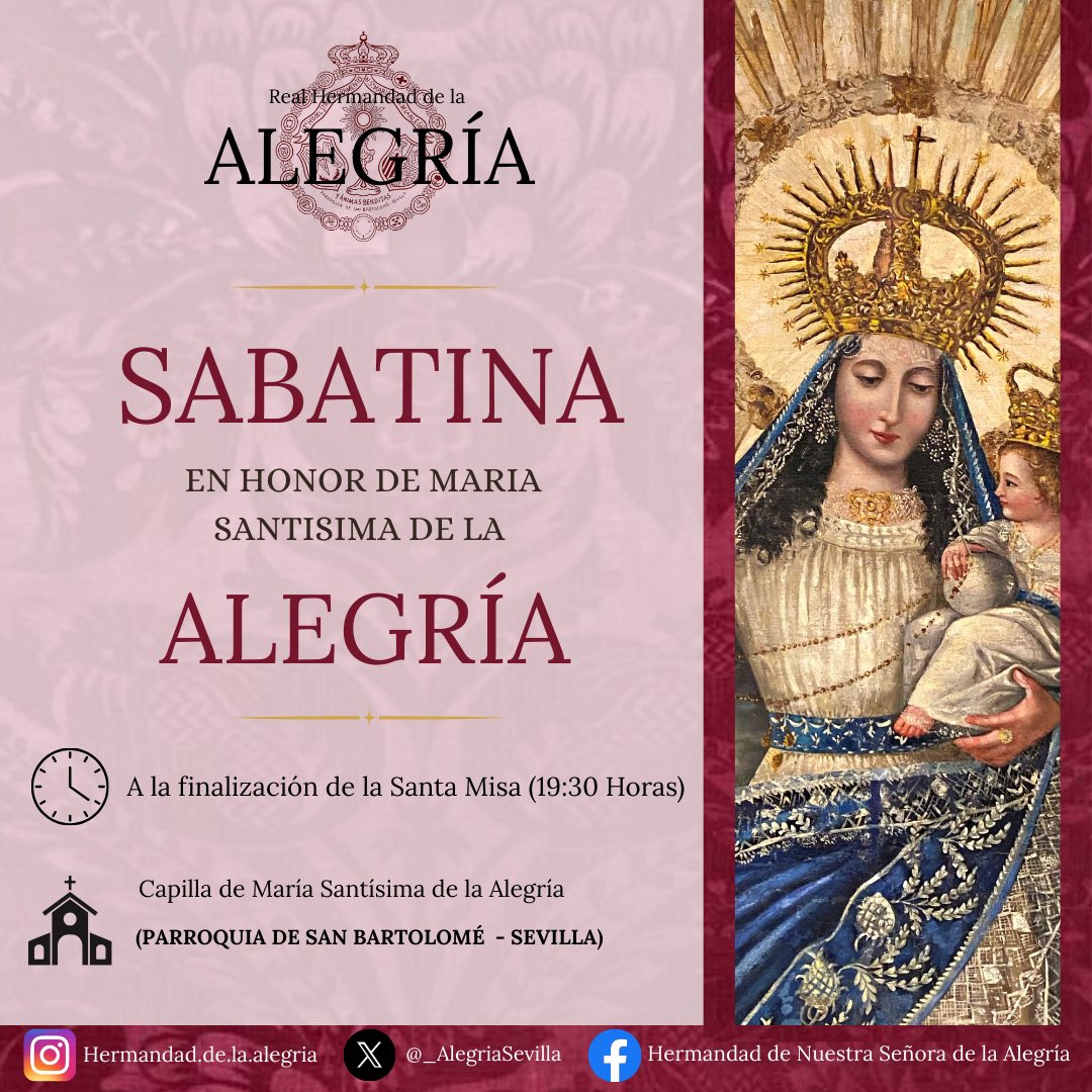 🔴RECUERDA🔴

Sábado, día de la Virgen.

Hoy, tras la misa Parroquial de las 19:30 Horas, el ejercicio sabatino en Honor a Nuestra Madre en la capilla.

¡La Virgen te espera!