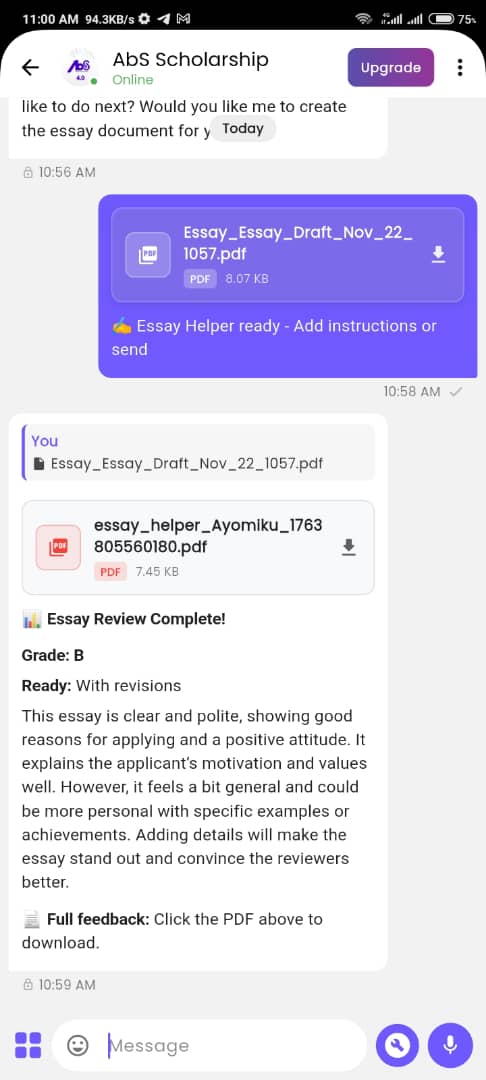 ABSTEAM01's tweet image. “Sent my essay for review… and got real feedback instantly 😎”

That’s Sabi Examiner in action — AI-powered guidance right in chat.
Helping students polish essays, prep for exams, and study smarter.
#EdTech #StudentLife #SabiExamine Obi of Onitsha