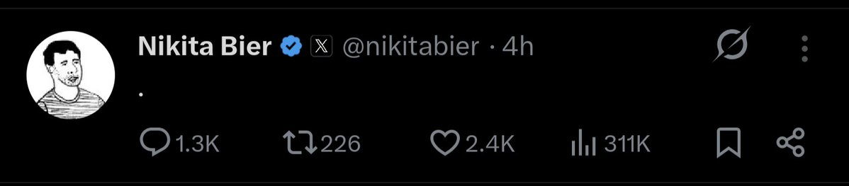 CommunityFunLP's tweet image. X when @nikitabier posts a fullstop

Vs

X when I post a banger