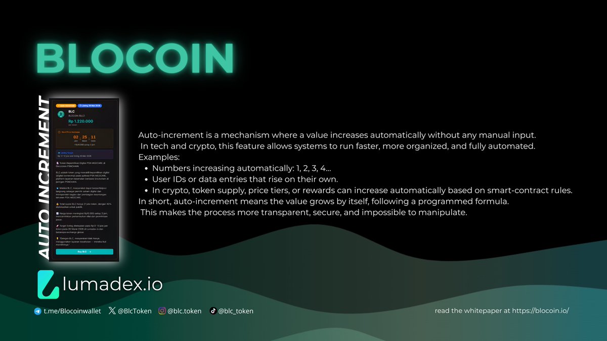 BlcToken's tweet image. AUTO-INCREMENT
#blocoin #blc #CryptoMarket 
lumadex.io
blocoin.io
t.me/Blocoinwallet