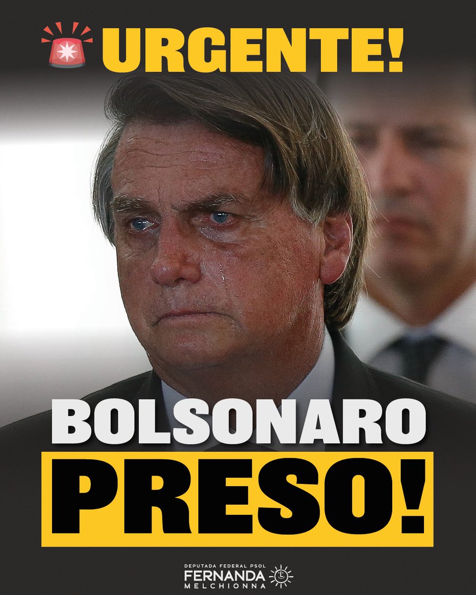 fernandapsol's tweet image. 🚨URGENTE! Jair Bolsonaro acaba de ser preso preventivamente e levado para a superintendência da Polícia Federal. Um bom dia desses hein?! 
#SemAnistia #BolsonaroNaCadeia