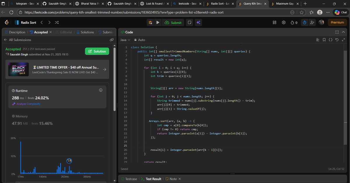SaurabhSin8534's tweet image. 🎯DAY 80 of #100DaysOfCode 

&amp;gt; Solved 2 medium questions of @LeetCode  Of redix sort .

&amp;gt;Completed the web technology project (html,css,js) as the 3rd sem final project 

🖥️💻Now , final exam will be in dec so , it&apos;s coding time 😀

#WebDevelopment #buildinpublic 
#LearnInPublic