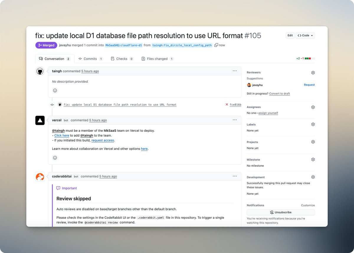 🥳 Contribution client : construisons ensemble le modèle MkSaaS ! 🖖

 En fait, ce n'est pas la première PR soumise par 