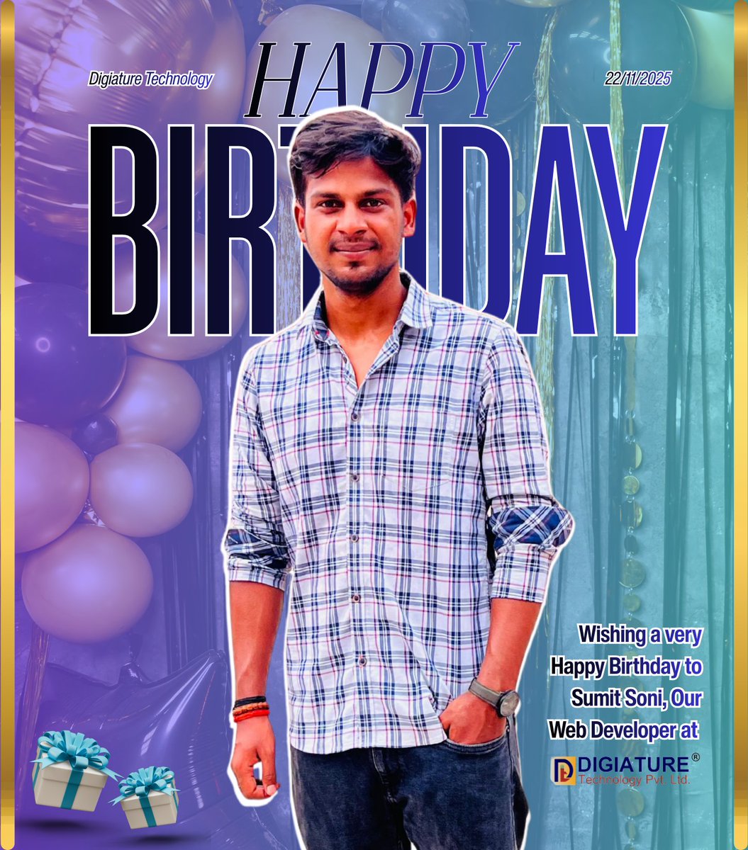 DigiatureTech's tweet image. Digiature celebrates the birthday of our Web Developer — Sumit Soni! 🎉👨‍💻
#BirthdayPost #TeamSpirit #WebDevLife #TechCreators #Digiature #WorkCulture #CelebrateSuccess #Prayagraj