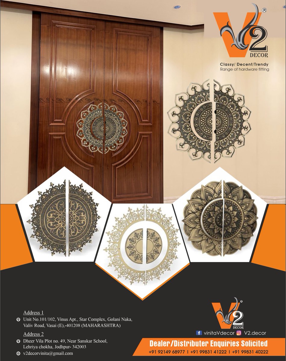 ihsndigital's tweet image. &quot;V2 Decor&quot; handles.

For Enquiry Via WhatsApp: rebrand.ly/V2Decor

V2 DECOR
Mr. Vinay Pratap Singh +91 9214968977
.
.
.
#V2Decor #DoorPulls #DesignerDoorHandles #PremiumHardware #MainDoorHandles #RoyalDesign #DoorFittings #HardwareDesign #ihsndigital #ihsn #delhi #India