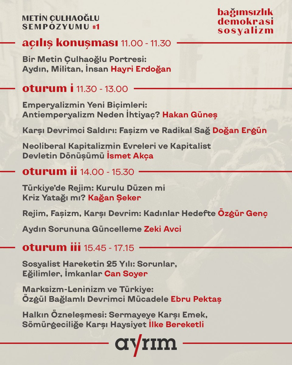 Metin Çulhaoğlu Sempozyumu # 1 Bağımsızlık Demokrasi Sosyalizm, 30 Kasım’da Ankara’da!

Türkiye’de Marksizm’in en üretken teorisyenlerinden Metin Çulhaoğlu adına düzenlediğimiz sempozyum bu yıl bağımsızlık, demokrasi ve sosyalizm mücadelesinin imkanlarını ve yollarını tartışıyor.