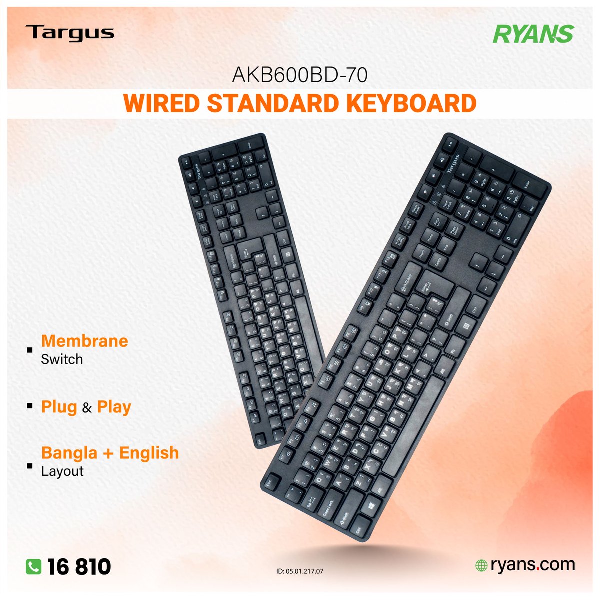 RyansComputers's tweet image. ⌨️ Targus Wired Keyboard – Easy, Dual Language, Ready to Go!🛒 Shop Now:
👉 ryans.com/targus-akb600-…
📞 For any query, call: 16810
#RyansComputers #TargusKeyboard #BanglaKeyboard