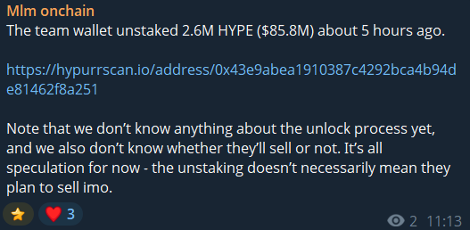 arisehype's tweet image. Team is unstaking 2.6M HYPE. I don&apos;t see it as negative but 100% sure it will spread fud around that they will jeet it. If so this probably goes in OTC. don&apos;t worry but would pass with longs atm imo

ht mlm