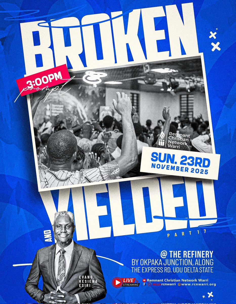 RcnWarri's tweet image. God works deepest in the lives of people who stop pretending they’re strong on their own.

This Sunday Onsite and Online, 3pm WAT, we gather as a people who want His touch more than our plans.
He knows how to lead anyone who’s willing to follow.