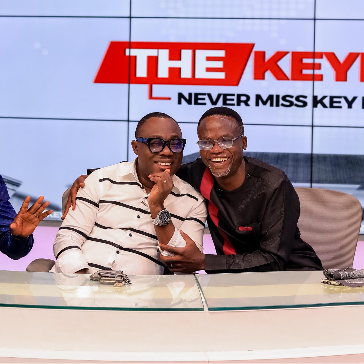 nyavorx's tweet image. Following last week&apos;s unpleasant spectacle on #TheKeyPoints programme, Professor Ransford Gyampo and Dr George Domfeh have reconciled and declared a truce this morning.