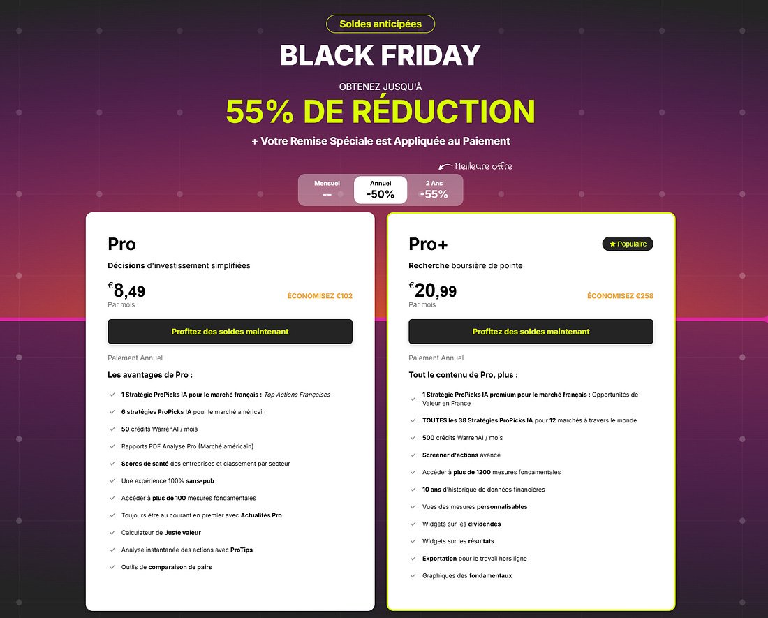 Tino_Bourse's tweet image. Pro ou Pro+ ? 

👉 Pro 

• simple
• puissant
• parfait pour comprendre vite
• largement suffisant
• &amp;lt; 9 €/mois 

👉 Pro+

• pour les passionnés de l’analyse fondamentale avancée
• screeners massifs (+1200 critères)
• suivi très technique des résultats

Si vous n’êtes pas…
