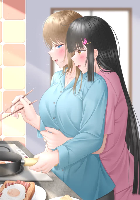 幼馴染で夫婦。 #いい夫婦の日 #創作百合