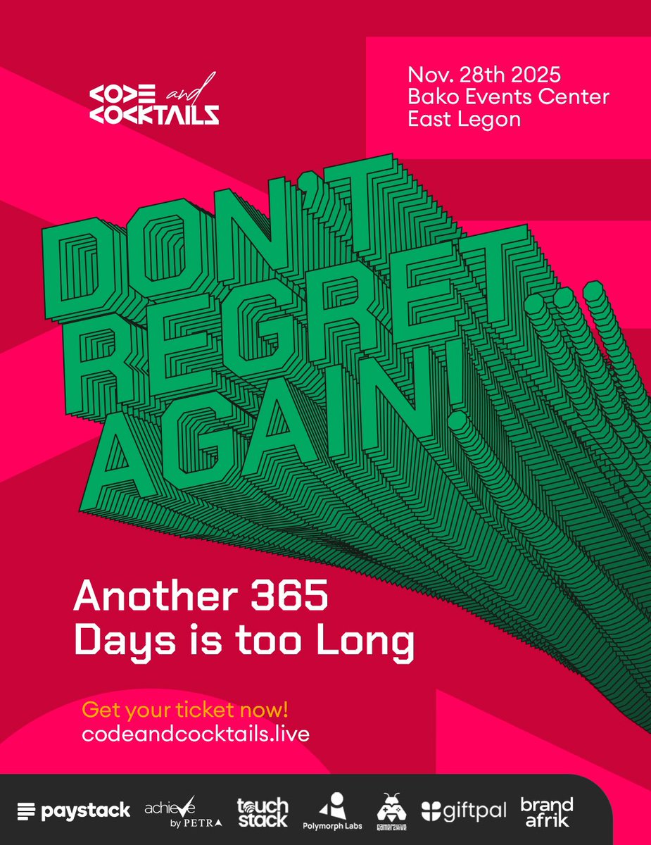codeNcocktails's tweet image. 6 Days More!!!
Last year by this time, you saw the videos and pictures and immediately regretted staying home. 
Not to rub salt in your wound oo but we’re here to tell you that it’s almost that time again! 

🎫Get tickets now:
codeandcocktails.live