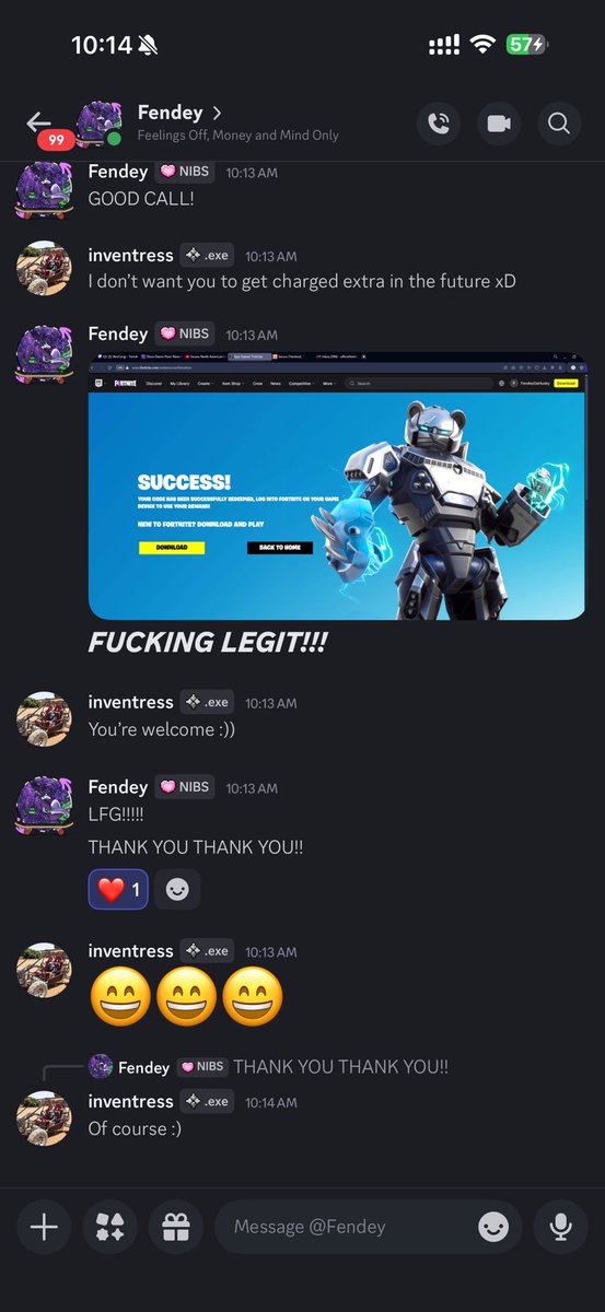 inventressx's tweet image. +1 happy buyer 😁 - I sell freediver codes for £8/ 11 usd, come hit me up if you want one too! @FendeyDaHusky - I appreciate you ❤️

#fortnite #freediver #o2