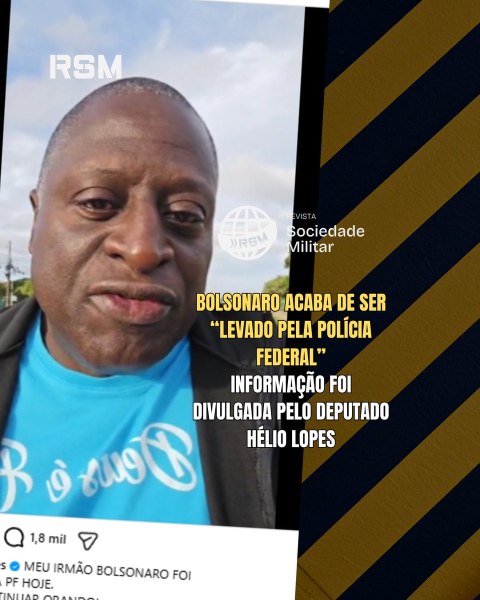 Jair Bolsonaro foi "levado" de casa pela Polícia Federal. A princípio o destino é a Superintendência da Polícia Federal no DF. As informações são do deputado <a href="/depheliolopes/">Helio Lopes</a>  Em breve mais detalhes