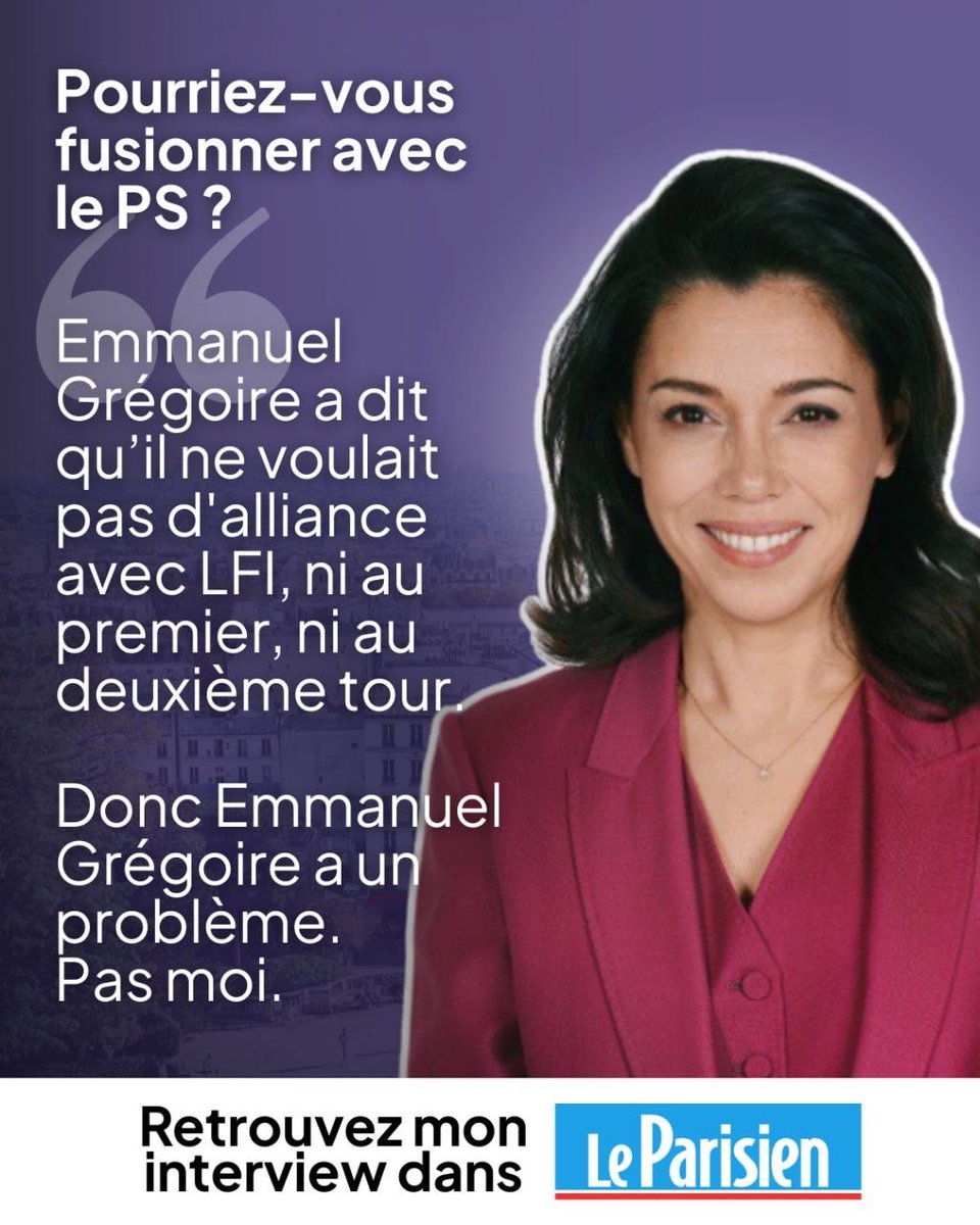 chikirouparis's tweet image. 📰 Sur une fusion avec le PS :
« Il faut poser la question à Emmanuel Grégoire. Il a dit qu’il ne voulait pas d&apos;alliance avec LFI, ni au premier, ni au deuxième tour. Donc Emmanuel Grégoire a un problème. Pas moi. »

Retrouvez mon interview dans Le Parisien :…