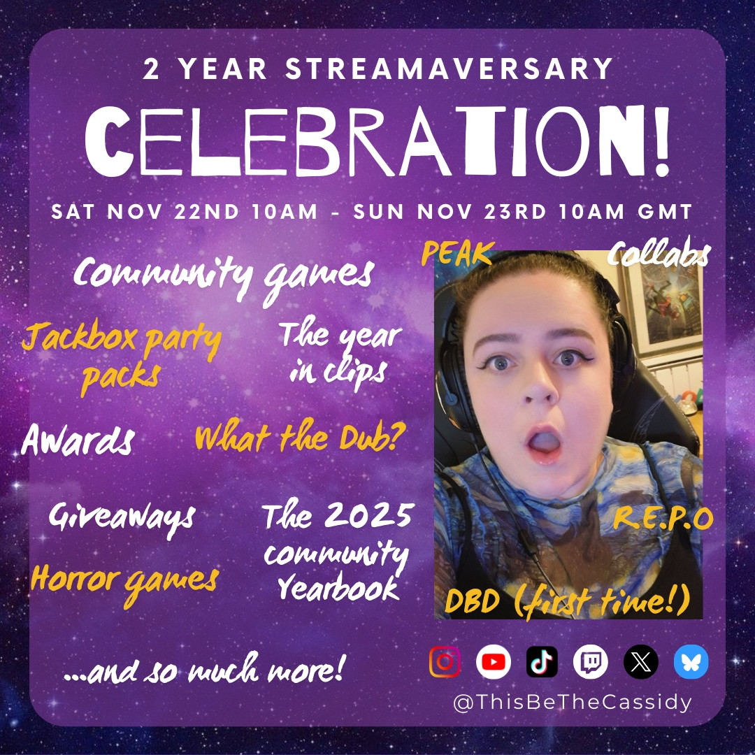 🥳 IT'S TIME! Let's celebrate 2 years of streaming! 🥳 Time flies when you're having fun! I'm so proud of what we've built in #ThisBeTheCommunity and I feel so grateful for all of the amazing humans I've met! Join us LIVE NOW at twitch.tv/thisbethecassi… #community <a href="/SourceGamingTV/">Source Gaming</a>