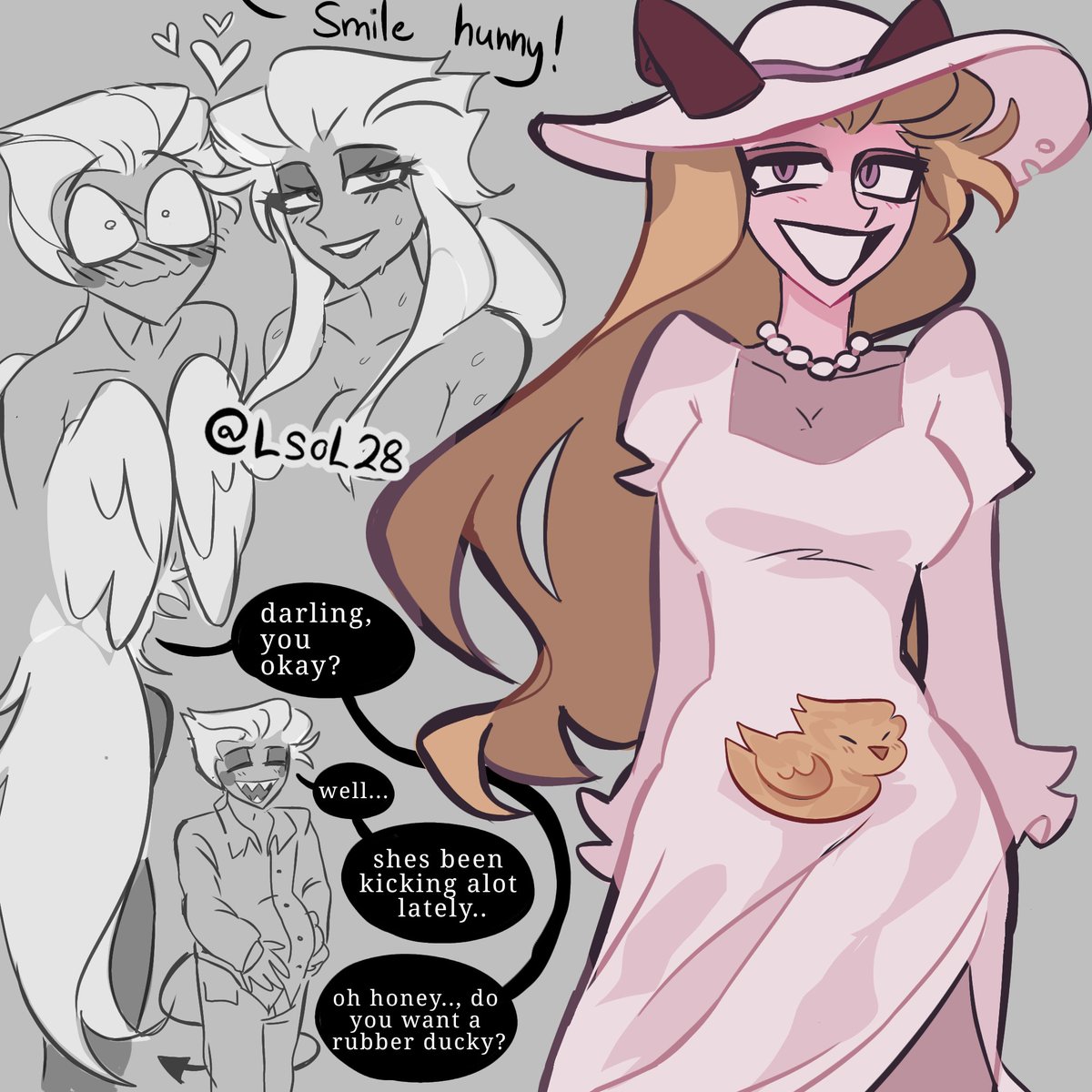Lsol2888's tweet photo. #HazbinHotel #lucilith

Drew lucilith instead cause I can't draw radioapple 😭😭 https://t.co/907PGg1fH7