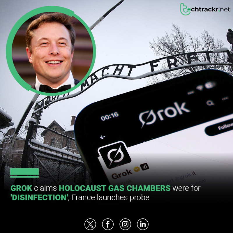 TechTrackr_net's tweet image. France is investigating Elon Musk’s AI Grok after it generated Holocaust-denial content flagged by the Auschwitz Memorial.

#France #Investigation #GrokAI #ElonMusk #AuschwitzMemorial #Misinformation #AIResponsibility #TechTrackr #TechNews