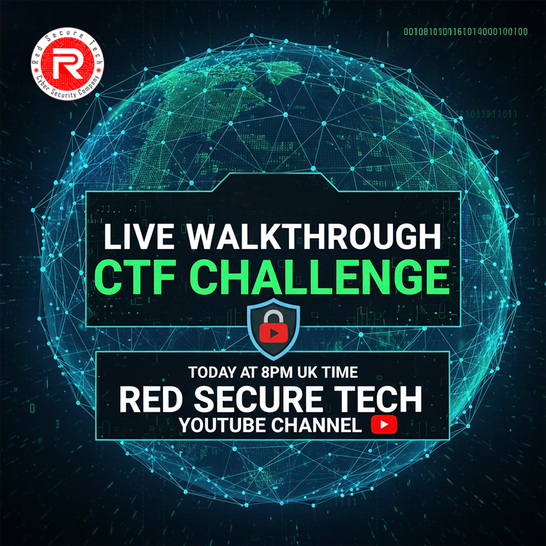 redsecuretech's tweet image. Join us TONIGHT at 8 PM UK time for a LIVE Walkthrough of our latest CTF Challenge on the Red Secure Tech YouTube channel! 
𝐖𝐚𝐭𝐜𝐡 𝐥𝐢𝐯𝐞 𝐡𝐞𝐫𝐞: youtube.com/@redsecuretech

#CTF #CyberSecurity #LiveWalkthrough #HackingChallenge #YouTubeLive #InfoSec #CyberTraining