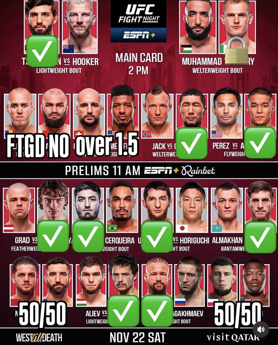 jaysfighttalk's tweet image. My picks #UFCQatar