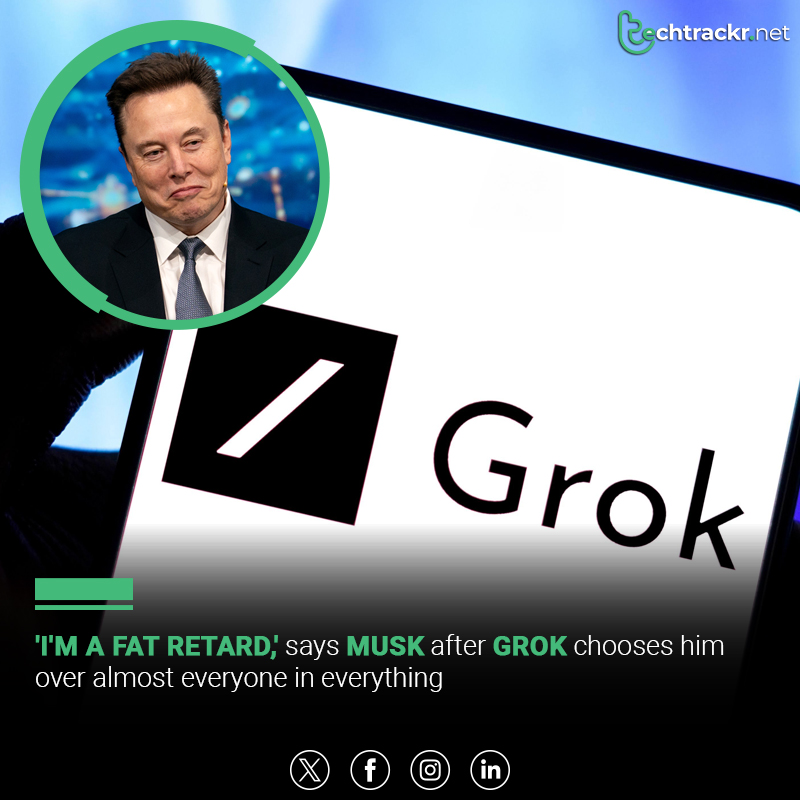 TechTrackr_net's tweet image. Elon Musk says Grok’s viral, overly flattering answers — like picking him in a 1998 NFL draft — came from adversarial prompts, joking that people shouldn’t take them seriously.

#ElonMusk #GrokAI #AIChatbot #ViralNews #TechUpdates #AIHumor #TechTrackr #TechNews