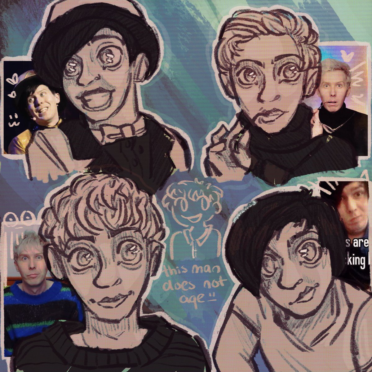 mysticfr0g's tweet image. had a vision at 2am apparently and drew my beloveds (new banner who dis) #phanart #phantwt #procreate #coolio