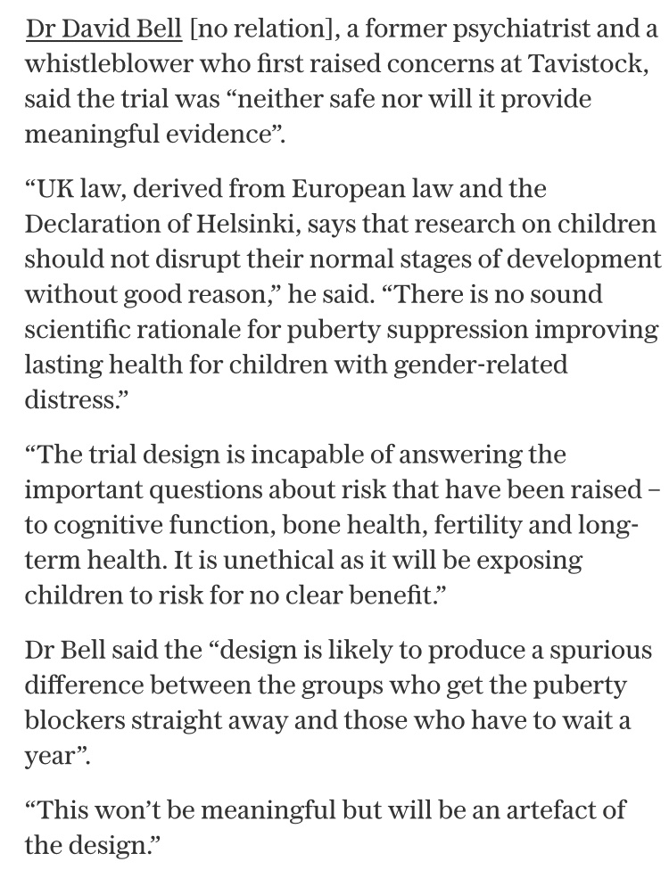 Aletheia_70's tweet image. David Bell (who investigated GIDS) on the puberty blocker trial. 

Link to Telegraph story.   archive.ph/cyLf9