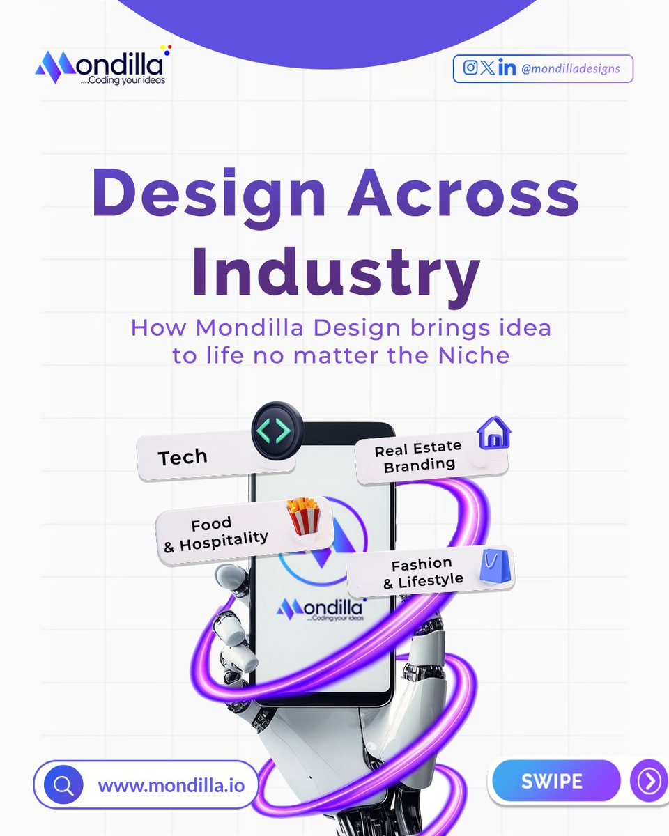 mondilladesigns's tweet image. No matter your industry, Mondilla powers your vision.
Tech-driven design, smart solutions, and creativity that helps your brand stand out and scale. 🚀✨

#MondillaDesigns #TechStartup #DigitalSolutions #DesignAcrossIndustries #Innovation #BrandDesign